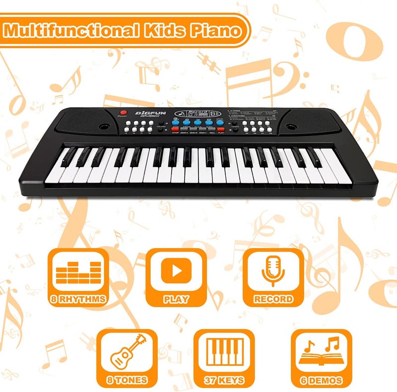EOOLEOW Piano Keyboard for Kids, 37 Keys Portable Electronic Piano for kids with Microphone - Music Keyboard Piano Toys for 3 4 5 6 7 8 9 Year Old Boys and Girls (Black) - Image 4